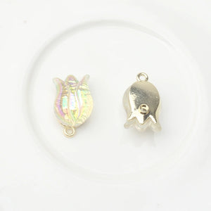 Acrylic Tulip Flower Charms 6pcs for DIY Necklace Making