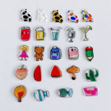 Acrylic Resin Pendant Cartoon Cat Bear Fruit Drink DIY Hole Small Hanging
