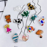 Acrylic Resin Pendant Cartoon Cat Bear Fruit Drink DIY Hole Small Hanging