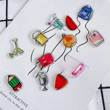 Acrylic Resin Pendant Cartoon Cat Bear Fruit Drink DIY Hole Small Hanging