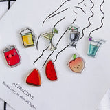 Acrylic Resin Pendant Cartoon Cat Bear Fruit Drink DIY Hole Small Hanging