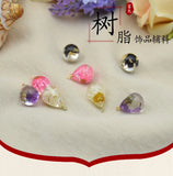 Acrylic Resin Water Tear Drop Dried Flowers Resin Buttons Charms
