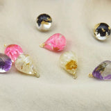 Acrylic Resin Water Tear Drop Dried Flowers Resin Buttons Charms