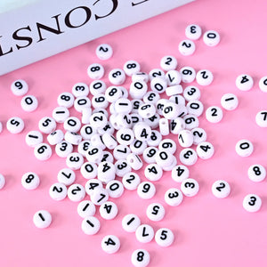 Acrylic Round Beads Single Numbers Flat Letter Spacer Accessories
