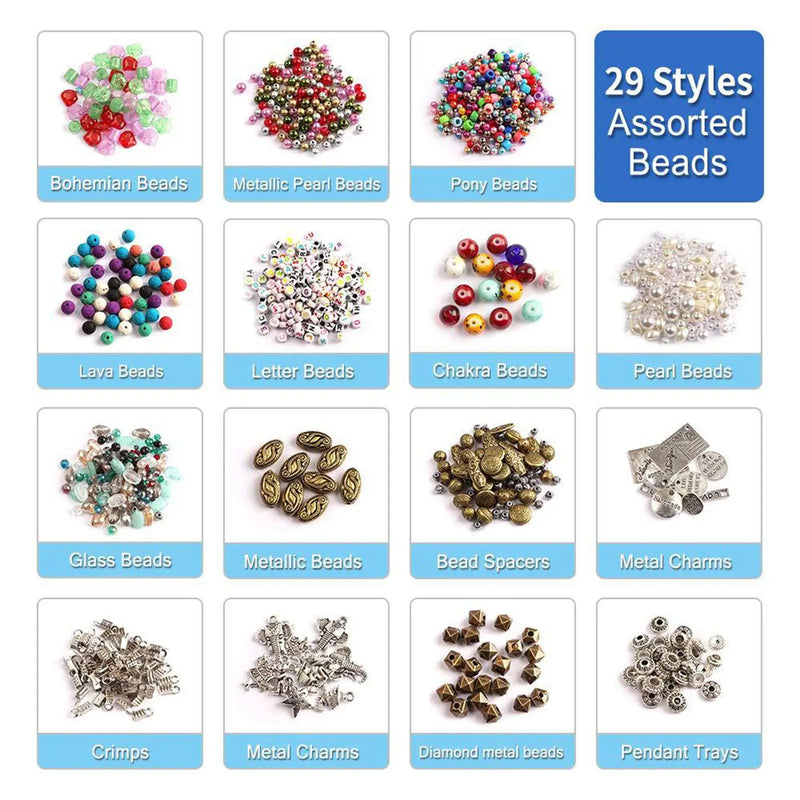Acrylic Seed Beads Crafts Kit with Head Pins for Jewelry Making