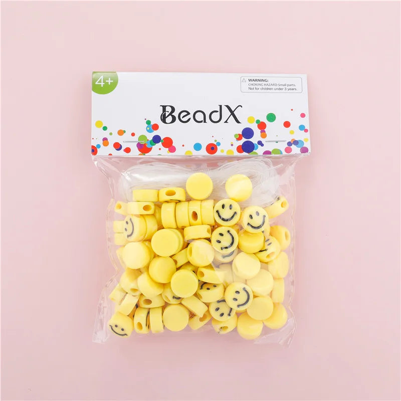 Acrylic Smile Beads For Jewelry Making Round Letter Beads Set