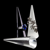 Acrylic Solid Finger Cone Ring Stand Display Holder Clear/Frosted