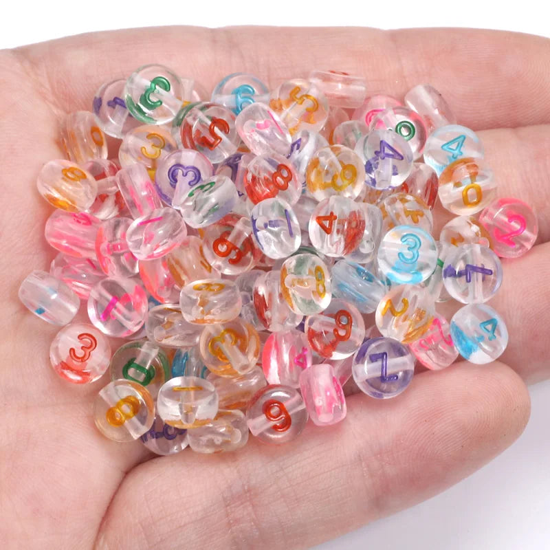 Acrylic Spacer Beads Bracelet Round Flat Beads Colored Digital Acrylic Beads
