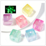Acrylic Square Luminous Beads 14mm 10pcs Glow In The Dark DIY Bracelet Necklace