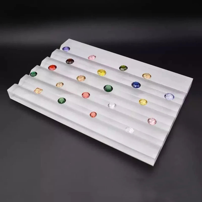 Acrylic V-Groove Stone Display Stand Clear Gemstone Display Seat