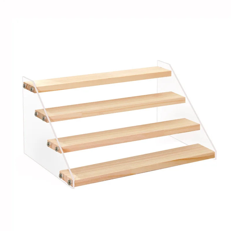 4-Step Clear Display Riser Stand for Figures, Jewelry, Perfumes