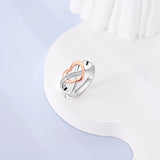 925 Silver Infinite Heart Buckle Double Pattern Ring Women's Jewelry