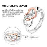 925 Silver Infinite Heart Buckle Double Pattern Ring Women's Jewelry