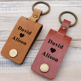 Personalized Fingerprint Keychain Engraved Leather Keychain