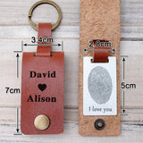 Personalized Fingerprint Keychain Engraved Leather Keychain