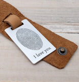 Personalized Fingerprint Keychain Engraved Leather Keychain