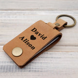 Personalized Fingerprint Keychain Engraved Leather Keychain