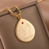Personalized Newborn Footprint Necklace - Stainless Steel