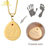 Personalized Newborn Footprint Necklace - Stainless Steel