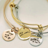 Custom Handwriting Engraved Bangle Stainless Steel Round Bracelet
