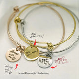Custom Handwriting Engraved Bangle Stainless Steel Round Bracelet