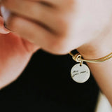 Custom Handwriting Engraved Bangle Stainless Steel Round Bracelet