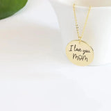 Engraved Stainless Steel Round Pendant Necklace with Handwriting Customization