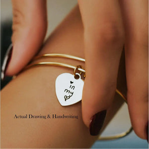 Handwriting Engraved Bracelet Stainless Steel Heart Memorial Gift