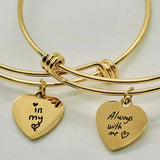 Handwriting Engraved Bracelet Stainless Steel Heart Memorial Gift