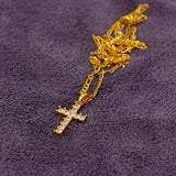 18k Arab Iran Natural Stones Cross Pendant Necklace Jewelry for Women Girls