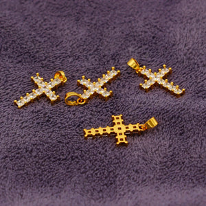 18k Arab Iran Natural Stones Cross Pendant Necklace Jewelry for Women Girls