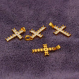 18k Arab Iran Natural Stones Cross Pendant Necklace Jewelry for Women Girls