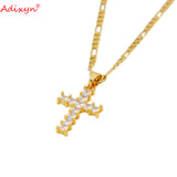 18k Arab Iran Natural Stones Cross Pendant Necklace Jewelry for Women Girls