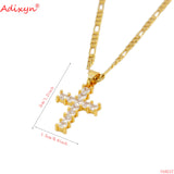 18k Arab Iran Natural Stones Cross Pendant Necklace Jewelry for Women Girls