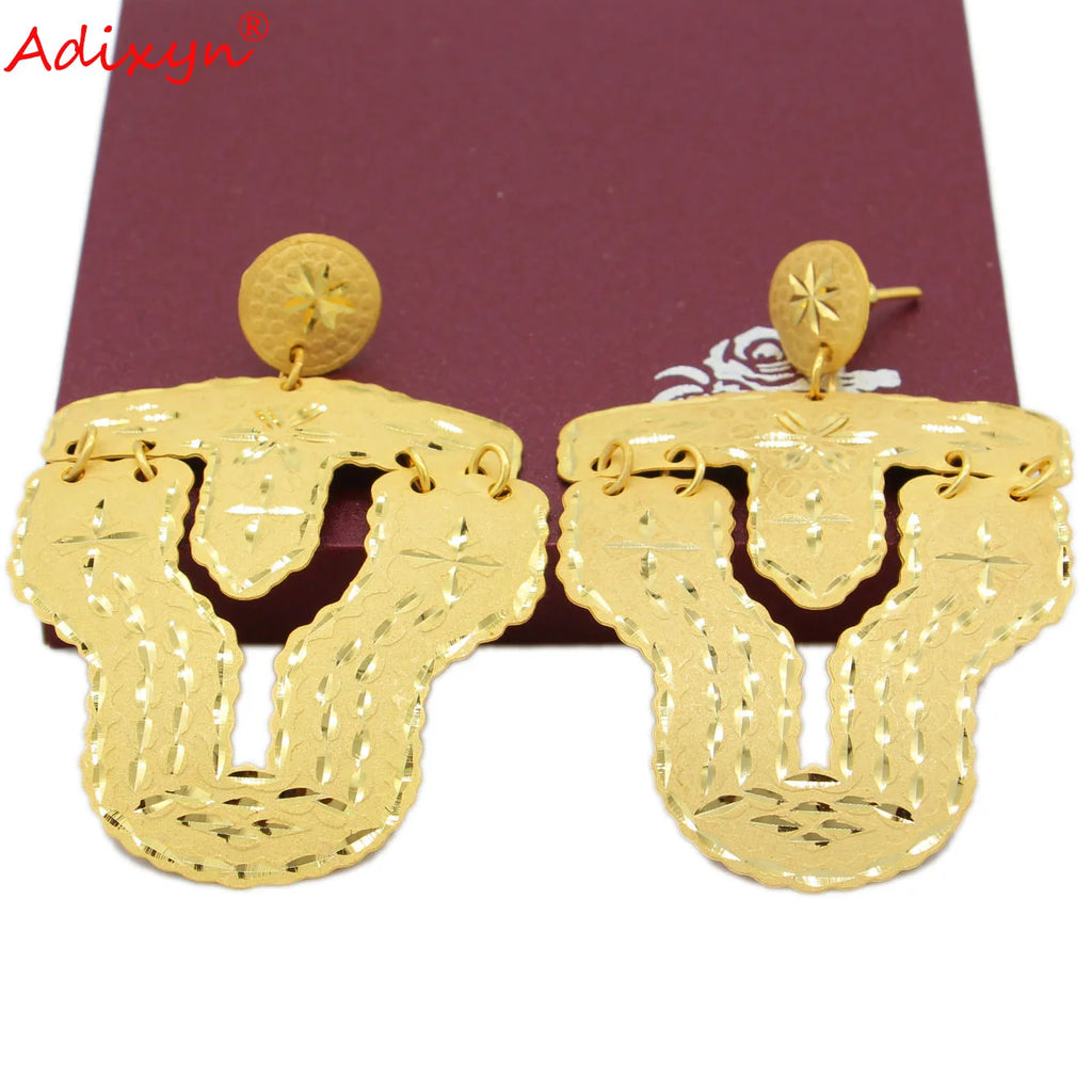 24k Ethiopian African Bridal Wedding Vintage Earrings N01067