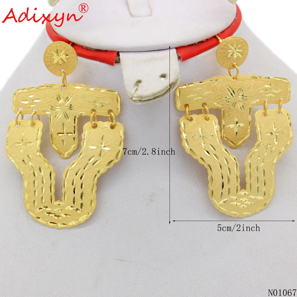 24k Ethiopian African Bridal Wedding Vintage Earrings N01067