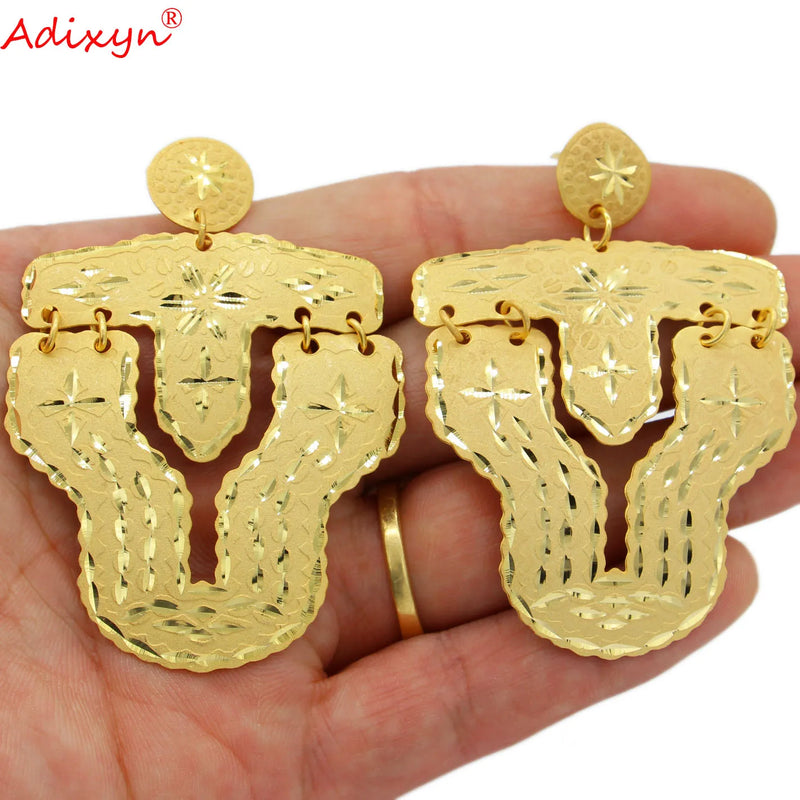 24k Ethiopian African Bridal Wedding Vintage Earrings N01067