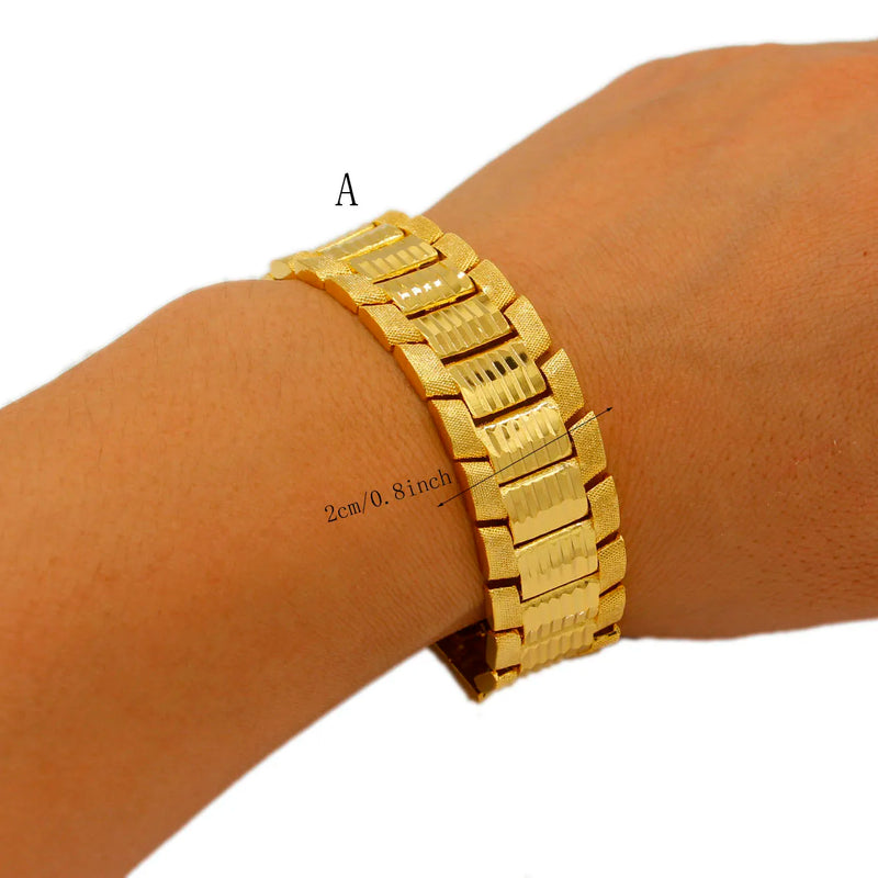 Luxury Dubai Chain Link Bracelets for Women Men Ethiopian Bangles
