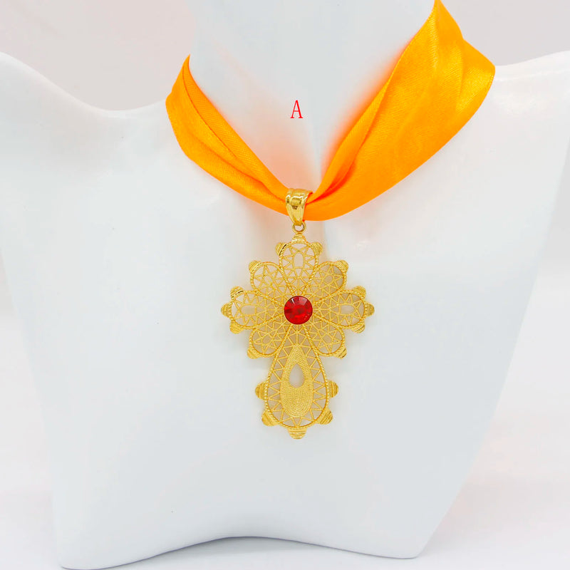 African Cross Pendant DIY Rope Chain for Women