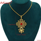 Vintage Ethiopian Crystal Cross Pendant Necklace