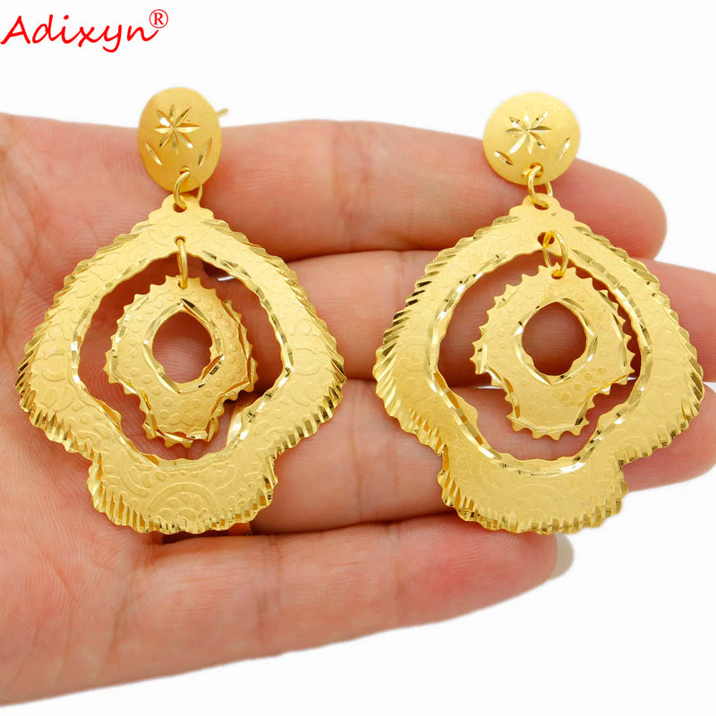 Dubai 24K Hoop Earrings Ethnic Style N08289