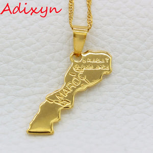 Morocco Map Pendant Necklace for Women/Men