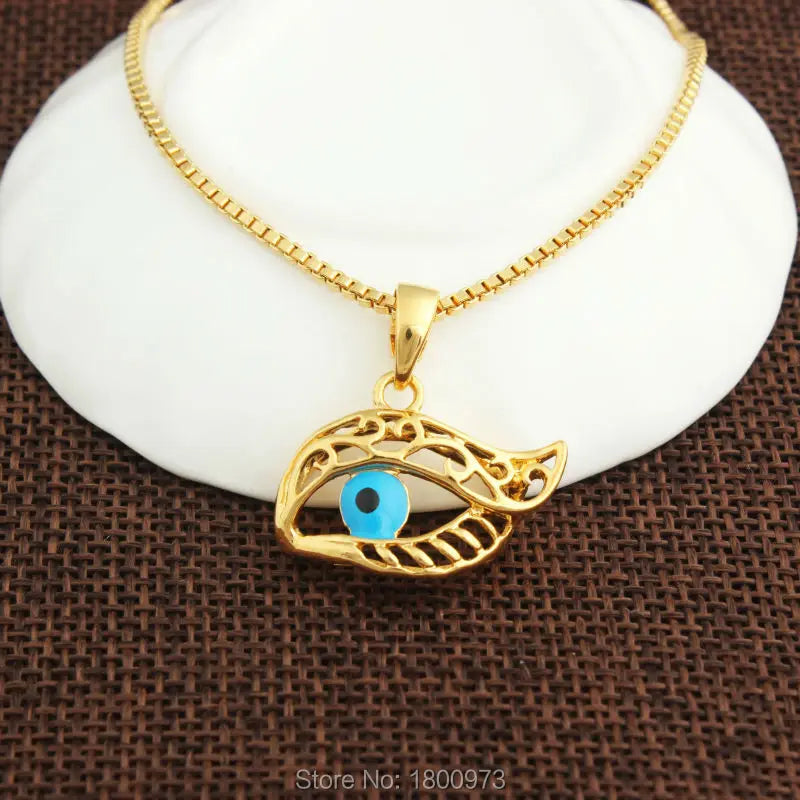 Vintage 18K Turkey Evil Eyes Pendant Faith Jewelry