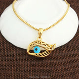 Vintage 18K Turkey Evil Eyes Pendant Faith Jewelry