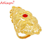 Red Stone Ethiopian Big Rings for Women African Arab Middle East Ring Charm