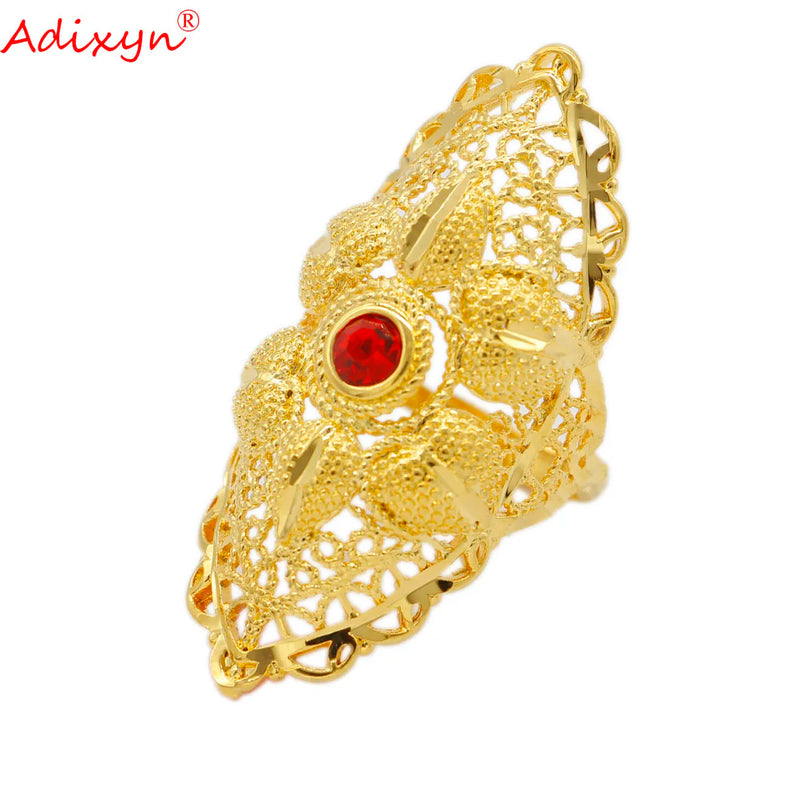 Red Stone Ethiopian Big Rings for Women African Arab Middle East Ring Charm