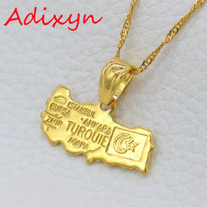 TUROUIE Turkey Map Pendant Necklace Flag Jewelry for Women