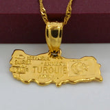 TUROUIE Turkey Map Pendant Necklace Flag Jewelry for Women