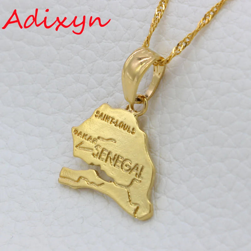 Senegal Map Pendant Necklace Africa Jewelry N11309