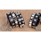 Gothic Punk Style Leather Stitching Wristband Harness